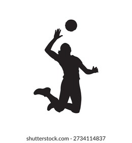 Volleyball silhouette vector flat illustration on white background