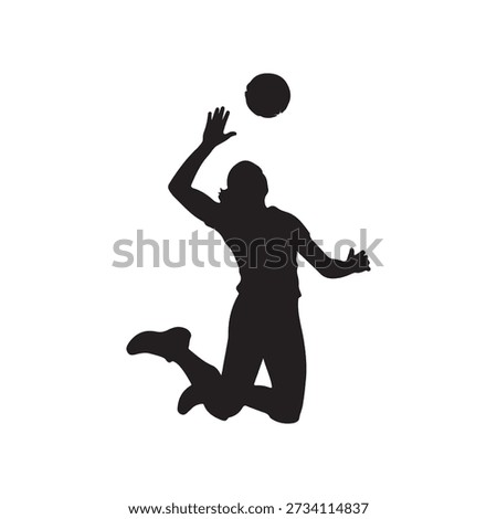 Volleyball silhouette vector flat illustration on white background