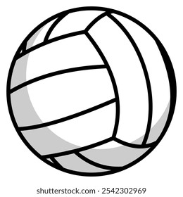 Volleyball Silhouette Vector Illustration  Black and White Design, Simple Graphic Isolated on White Background, Editable and Scalable EPS for Sports Icons and Graphic Projects