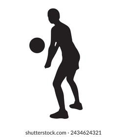 vector de silueta de voleibol aislado negro sobre fondo blanco