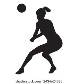 volleyball silhouette vector isolated black on white background