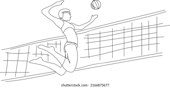 volleyball silhouette, volleyball vector, sketch drawing of woman volleyball player