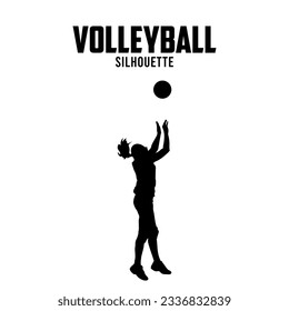 Ilustración del vector de silueta de voleibol, silhoutto del jugador de voleibol