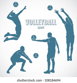 Volleyball silhouettes - vector illustration