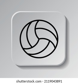 Volleyball simple icon vector. Flat desing. Black icon on square button with shadow. Grey background.ai