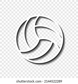 Volleyball simple icon vector. Flat desing. White with shadow on transparent grid.ai