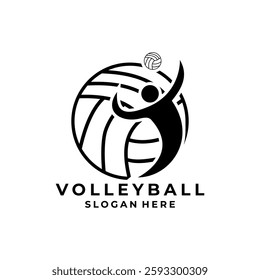 Volleyball simple logo in black color. volleyball logo design template