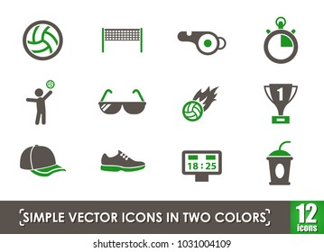 volleyball simple vector icons in two colors
