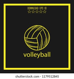 volleyball sketch vector icon