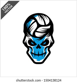 Volleyball skull Head Logo Vector