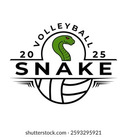 Volleyball with snake mascot logo design vector template