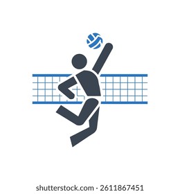 Volleyball Spike Icon On White Background