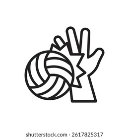 Volleyball Spike Outline Icon Vector Illustration