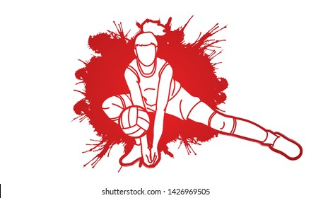 Volleyball sport action cartoon graphic vector