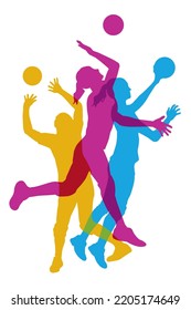 Volleyball sport graphic with player in action.