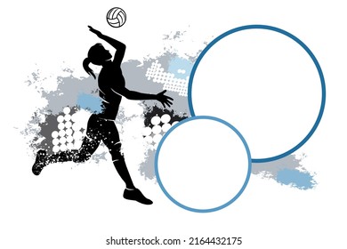 Volleyball sport graphic with text buttons.