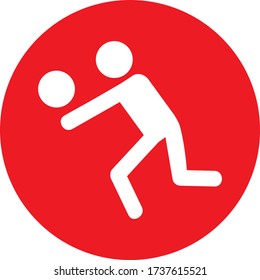 The Volleyball sport icon flat style with red background for web design