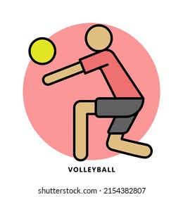 Volleyball Sport Icon Symbol. Volley player Vector Illustration