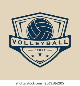 volleyball sport line art logo design minimalist, emblem badge volleyball logo vector illustration design