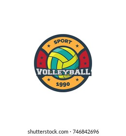 Volleyball sport logo & circle background vector