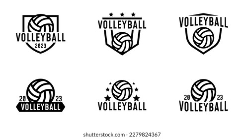 Volleyball sport logo collection. Sports symbol for template or element. Volleyball tournament vector design