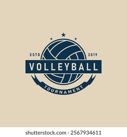 volleyball sport logo design minimalist, icon volleyball logo vector illustration design template