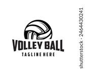 Volleyball sport logo design template, Black and white illustration on a sports theme
