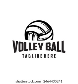 Volleyball sport logo design template, Black and white illustration on a sports theme