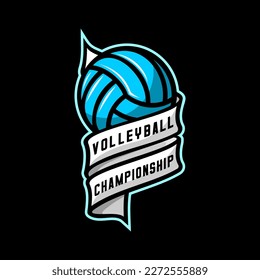 volleyball sport vector, ball and ribbon