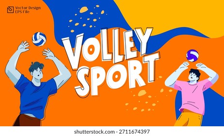 Volleyball sport vector design featuring a dynamic volleyball athlete character. National Sports Day. Suitable for tournament posters and aesthetic and professional sports social media content.