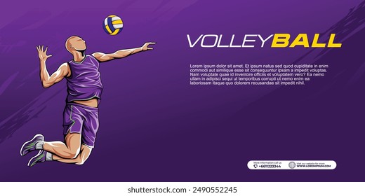 Volleyball Sports Background Vector. International Sports Day Illustration. Graphic Design for the decoration of gift certificates, banners, and flyer