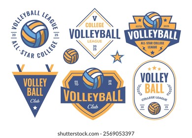 Volleyball sports badge, logo, patch. Team club league emblem design template.