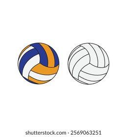 Volleyball sports balls minimal flat line icon, Outline set of volleyball vector icons for web, app design isolated on white background