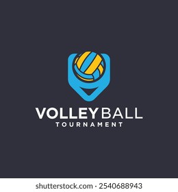 Design de logotipo de esportes de voleibol, logotipo do clube, jogos da liga, torneios esportivos de voleibol.