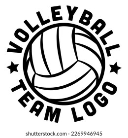 Volleyball sports logo template, vector art image illustration, volleyball team black and white sport logo template, t-shirt design, sticker, decal.