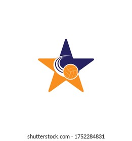 Volleyball star shape concept logo. Volleyball ball logo design.