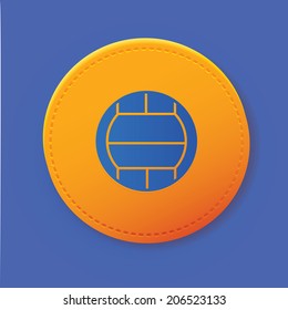 Volleyball symbol on button,vector