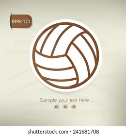 Volleyball symbol,sticker design,brown version,clean vector