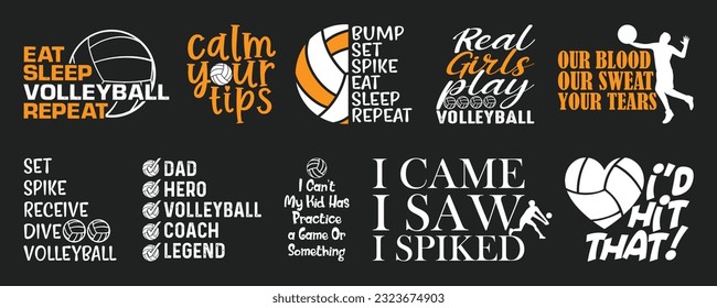 Volleyball T shirt Design Bundle, Vector Volleyball T shirt  design, Volleyball shirt,  Volleyball typography T shirt design Collection