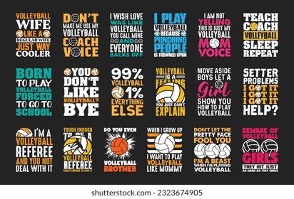 Volleyball T shirt Design Bundle, Vector Volleyball T shirt  design, Volleyball shirt,  Volleyball typography T shirt design Collection