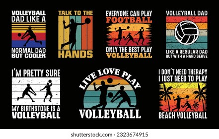 Volleyball T shirt Design Bundle, Vector Volleyball T shirt  design, Volleyball shirt,  Volleyball vintage T shirt design Collection