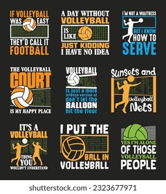 Volleyball T shirt Design Bundle, Vector Volleyball T shirt  design, Volleyball shirt,  Volleyball typography T shirt design Collection