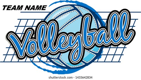 volleyball team design with ball and net for school, college or league