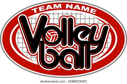 volleyball team design with ball and net for school, college or league sports