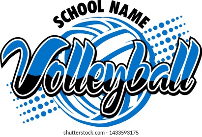 volleyball team design with ball outline and dots for school, college or league