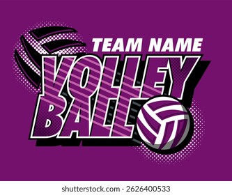 design da equipe de voleibol com contorno de bola e pontos para esportes escolares, universitários ou da liga	