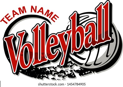 volleyball team design with ball and swoosh marks for school, college or league