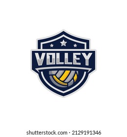 Volleyball team emblem logo design vector illustration
