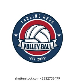 Volleyball team emblem logo design vector illustration