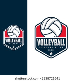 Volleyball team emblem logo design vector illustration